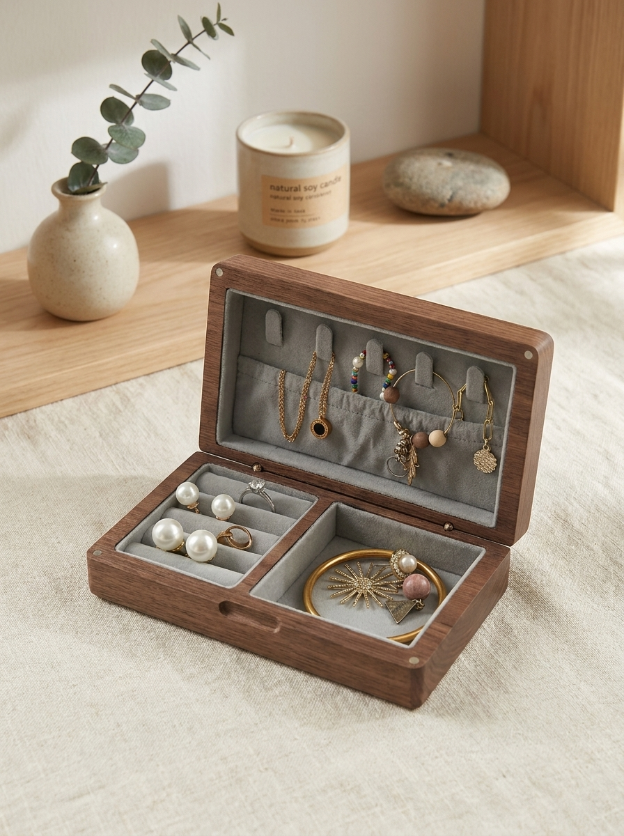 CAJA ORGANIZACIÓN ANILLOS NOGAL