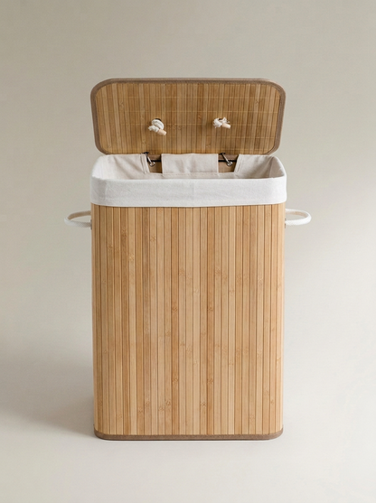 CESTA ROPA BAMBÚ CON TEJIDO INTERIOR