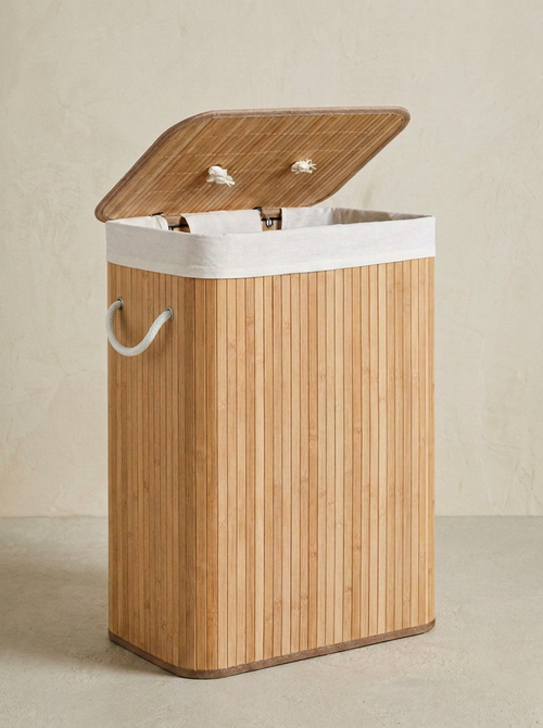 CESTA ROPA BAMBÚ CON TEJIDO INTERIOR