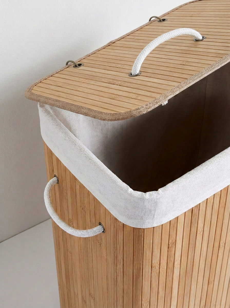 CESTA ROPA BAMBÚ CON TEJIDO INTERIOR