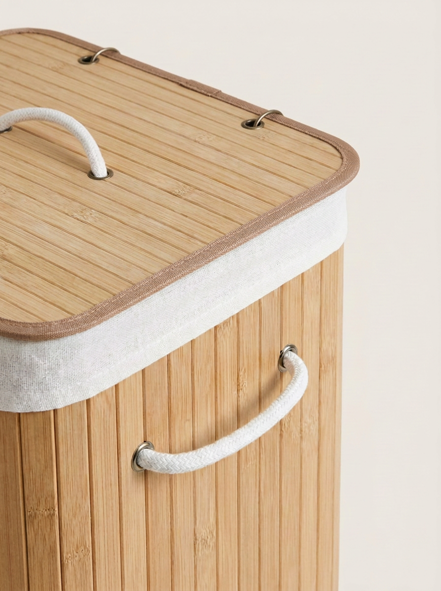 CESTA ROPA BAMBÚ CON TEJIDO INTERIOR