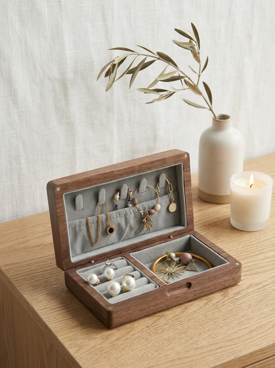 CAJA ORGANIZACIÓN ANILLOS NOGAL