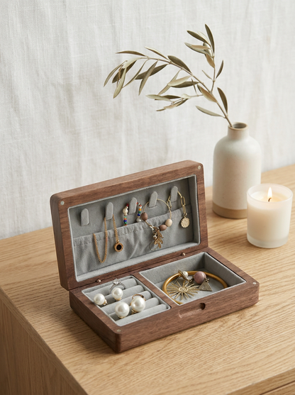 CAJA ORGANIZACIÓN ANILLOS NOGAL
